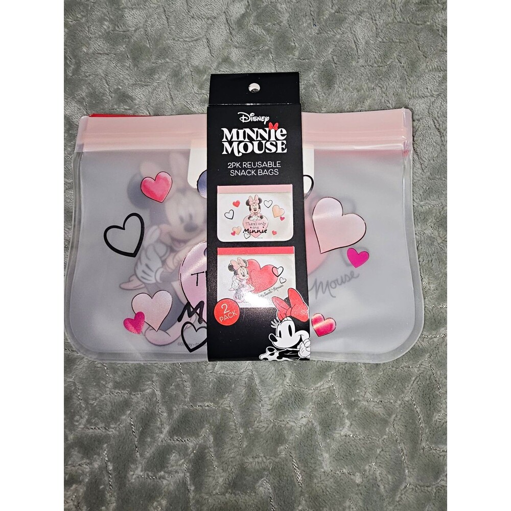 Disney Minnie Mouse Reusable Snack Bags 2pk Snack Size Plastic Kids NWT